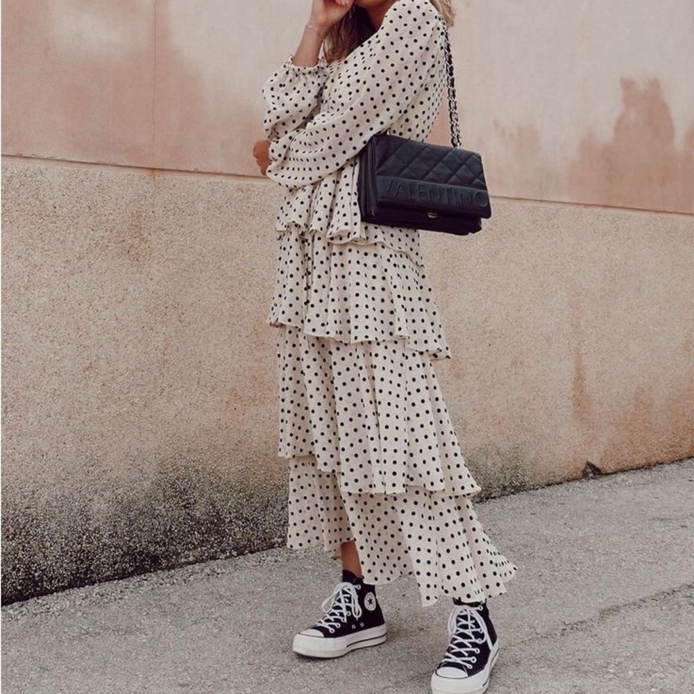 Zara Polka Dot Tiered Dress - Picture 3 of 9